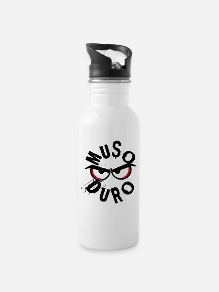 Muso Duro - Grumpy Face - Water bottle with straw - white