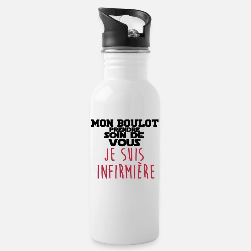 je suis infirmière - Gourde avec paille intégrée - blanc