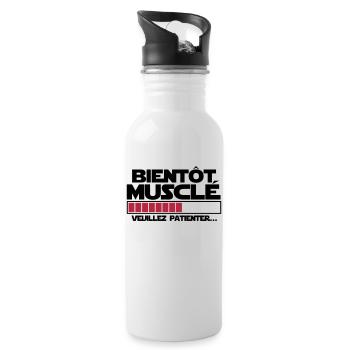 bientôt musclé - Gourde avec paille intégrée - blanc - Droite