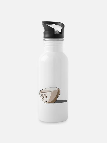 Coffee... - Gourde avec paille intégrée - blanc