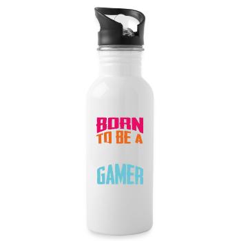 Spielen Zocken Gamer Quarantäne Geschenkidee - Trinkflasche mit integriertem Trinkhalm - Weiß - Rechts