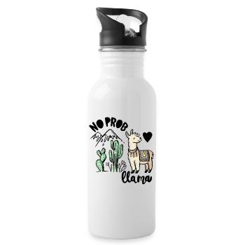 No Prob Llama - Trinkflasche mit integriertem Trinkhalm - Weiß - Rechts