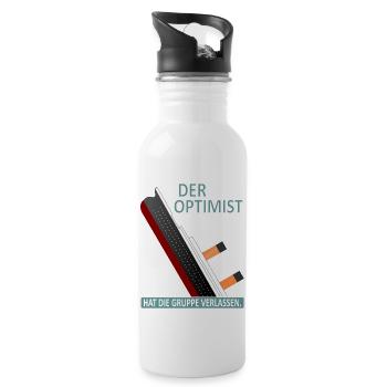 Der Optimist hat die Gruppe verlassen-Satire - Trinkflasche mit integriertem Trinkhalm - Weiß - Rechts