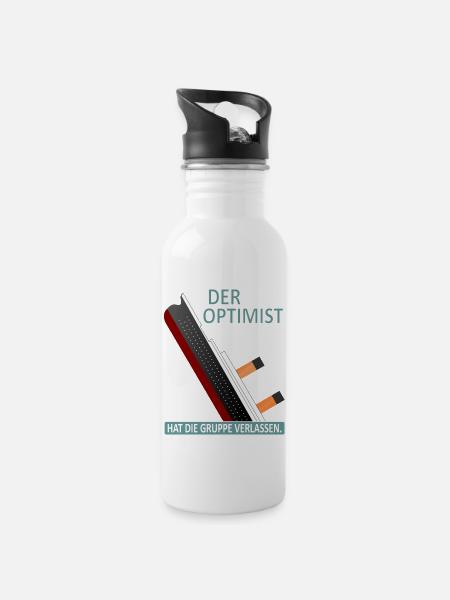 Der Optimist hat die Gruppe verlassen-Satire - Trinkflasche mit integriertem Trinkhalm - Weiß
