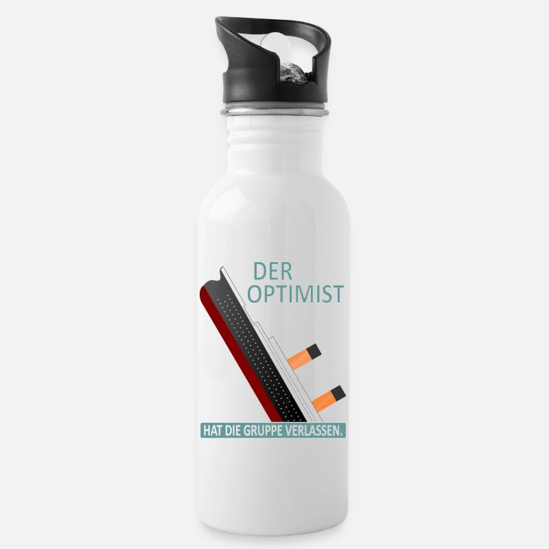 Der Optimist hat die Gruppe verlassen-Satire - Trinkflasche mit integriertem Trinkhalm - Weiß
