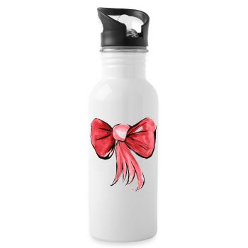 Schleife Aquarell Gemalt - Trinkflasche mit integriertem Trinkhalm - Weiß - Rechts