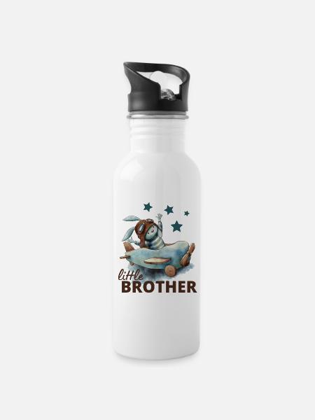 Kleiner Bruder - Trinkflasche mit integriertem Trinkhalm - Weiß