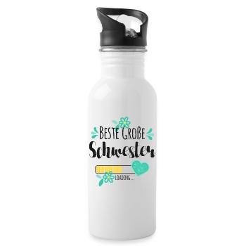 Beste Große Schwester Loading - Trinkflasche mit integriertem Trinkhalm - Weiß - Rechts