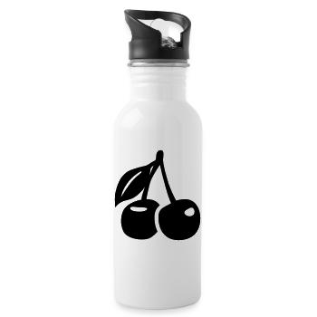 Kirschen symbol - Trinkflasche mit integriertem Trinkhalm - Weiß - Rechts