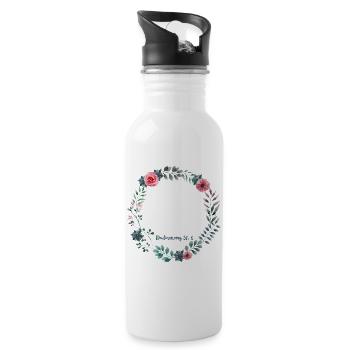 Sei Mutig und Stark Mose 31 6 Blumen Bibelspruch - Trinkflasche mit integriertem Trinkhalm - Weiß - Rechts