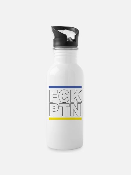 FCK PTN - Trinkflasche mit integriertem Trinkhalm - Weiß