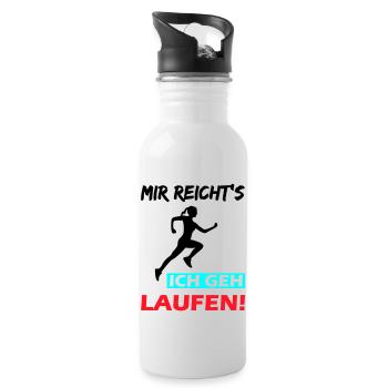 Mir reicht's ich geh laufen! - Trinkflasche mit integriertem Trinkhalm - Weiß - Rechts