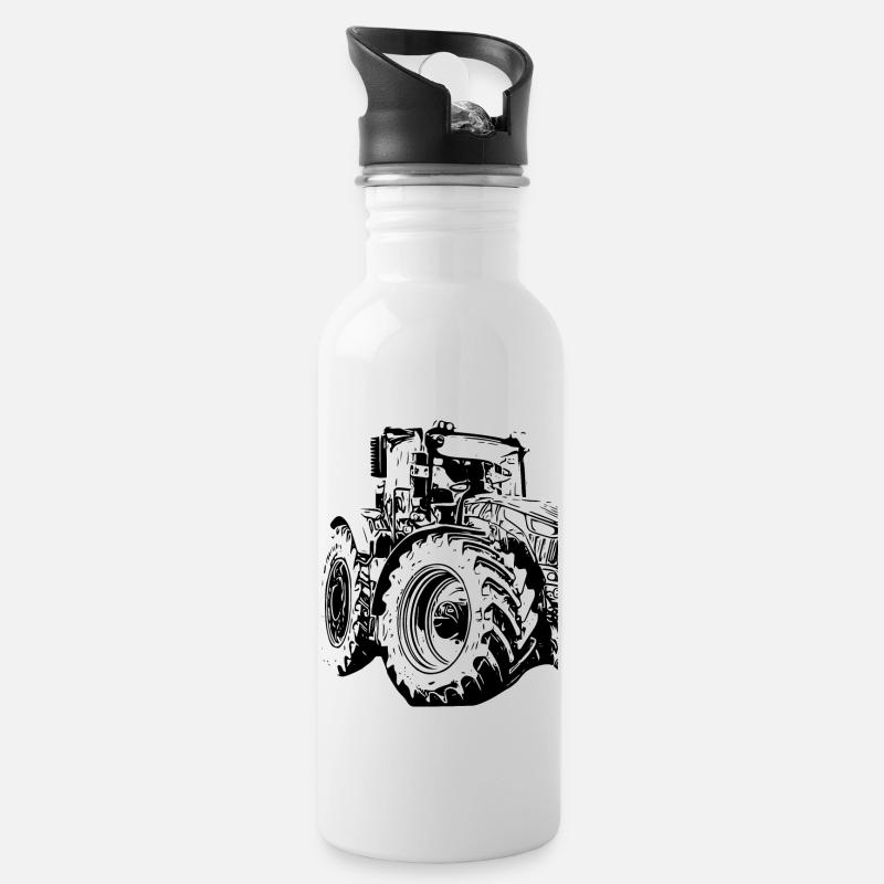 Tractor - Water bottle with straw - white