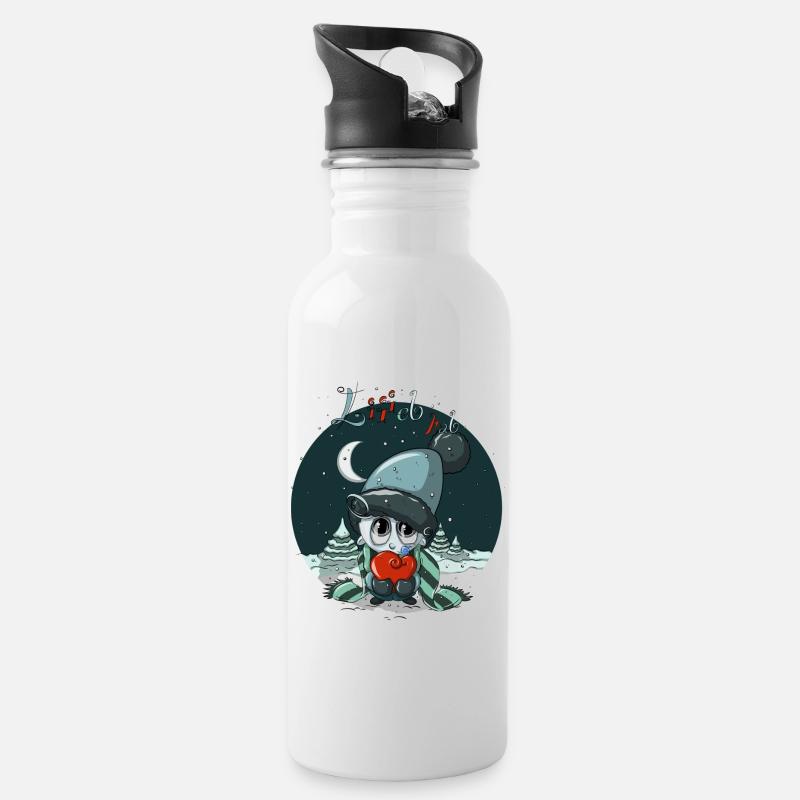 Lieb hab,Winter,Schnee, - Trinkflasche mit integriertem Trinkhalm - Weiß