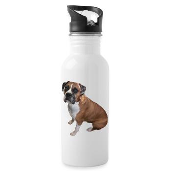Boxer chien - Gourde avec paille intégrée - blanc - Droite
