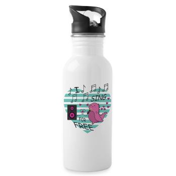 Ich Singe kostenlos - Trinkflasche mit integriertem Trinkhalm - Weiß - Rechts