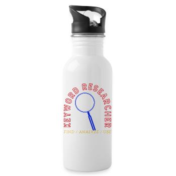 Keyword Research Magnifying Glass Logo - Water bottle with straw - white - Right