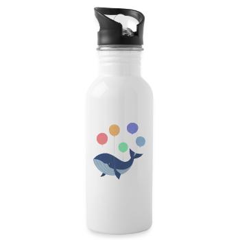 Magischer Wal, der mit Ballons aufsteigt - Trinkflasche mit integriertem Trinkhalm - Weiß - Rechts