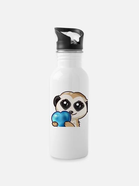 Crazy Herz1500 - Trinkflasche mit integriertem Trinkhalm - Weiß