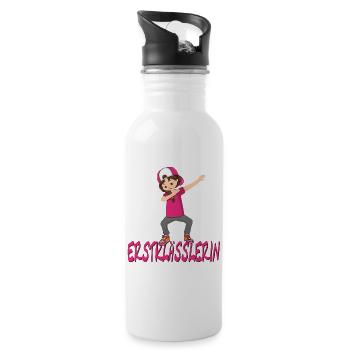Erstklässler Dub Mädchen Einschulung Schülerin - Trinkflasche mit integriertem Trinkhalm - Weiß - Rechts