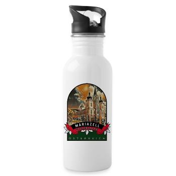Mariazell Steiermark Österreich Souvenir - Trinkflasche mit integriertem Trinkhalm - Weiß - Rechts