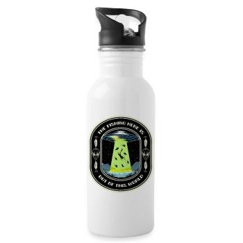 Das Angeln hier ist nicht von dieser Welt UFO-Angeln - Trinkflasche mit integriertem Trinkhalm - Weiß - Rechts