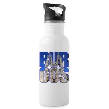 Burgos, city of Spain, façade of the cathedral - Water bottle with straw - white - Right