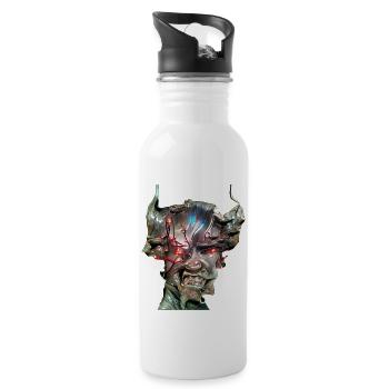 Cyber Demon Face - Water bottle with straw - white - Right