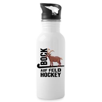 feldhockey hockey fieldhockey "bock auf hockey" - Trinkflasche mit integriertem Trinkhalm - Weiß - Rechts