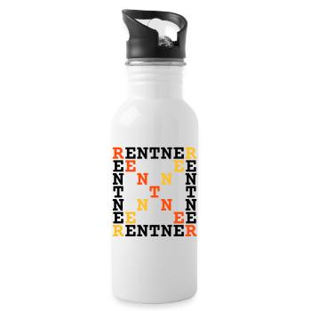 Rentner (waagerecht, senkrecht u. diagonal lesbar) - Trinkflasche mit integriertem Trinkhalm - Weiß - Rechts