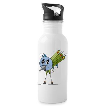 Oiseau - Gourde avec paille intégrée - blanc - Droite