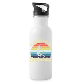 Badminton - Trinkflasche mit integriertem Trinkhalm - Weiß - Rechts