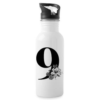 Zahl 9 - Trinkflasche mit integriertem Trinkhalm - Weiß - Rechts
