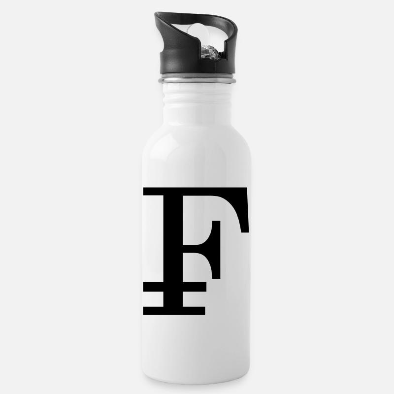 Swiss franc, stability and security - Water bottle with straw - white