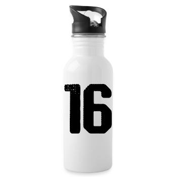 16 Zahl Trikot - Trinkflasche mit integriertem Trinkhalm - Weiß - Rechts