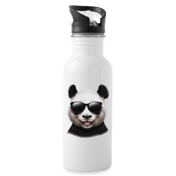 Panda avec lunettes de soleil Cadeau cool et drôle - Gourde avec paille intégrée - blanc - Droite