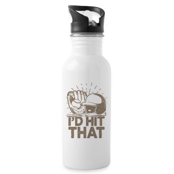 Ich würde diesen lustigen Baseball-Fan treffen - Trinkflasche mit integriertem Trinkhalm - Weiß - Rechts