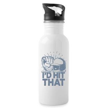 Ich würde diesen lustigen Baseball-Fan treffen - Trinkflasche mit integriertem Trinkhalm - Weiß - Rechts