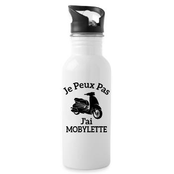Je Peux Pas J'ai Mobylette - Gourde avec paille intégrée - blanc - Droite