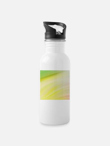 Bunter Farbverlauf 2 - Trinkflasche mit integriertem Trinkhalm - Weiß