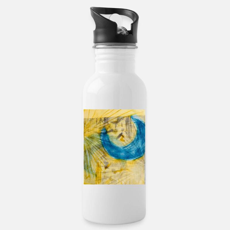 Abstract Art - Trinkflasche mit integriertem Trinkhalm - Weiß