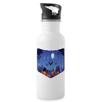 Citrouille Chauve-souris Creepy Breast Pocket Halloween - Gourde avec paille intégrée - blanc - Droite