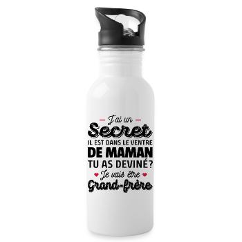 je vais être grand frère / futur grand-frère - Gourde avec paille intégrée - blanc - Droite