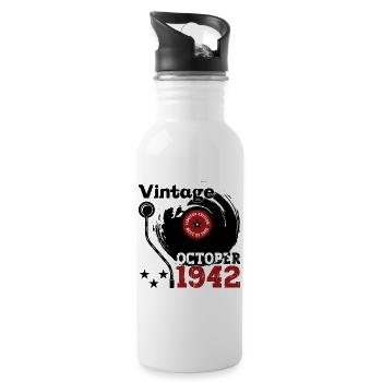 Octobre Vintage 1942 80ème Cadeau d’Anniversaire - Gourde avec paille intégrée - blanc - Droite