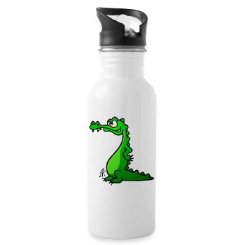 Crocodile Full Color Design - Water bottle with straw - white - Right
