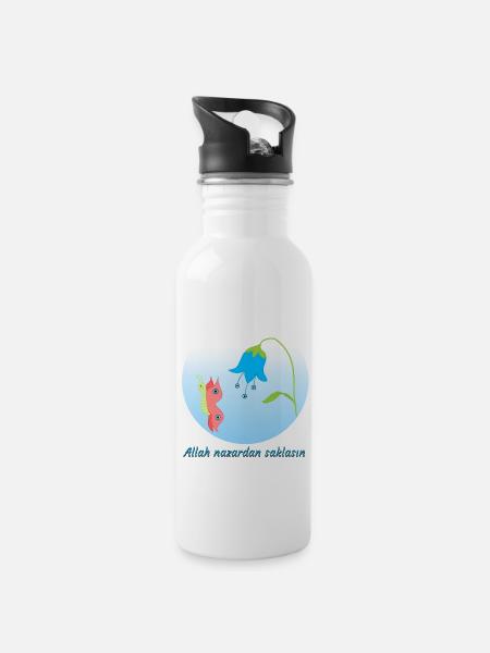 Nazar Evil Eye Protective Amulet Butterfly - Water bottle with straw - white