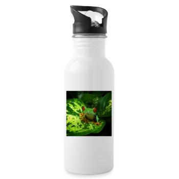 Red Eyed Tree Frog Owner Exotic Pet Wildlife - Water bottle with straw - white - Right