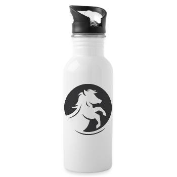 Pferd Symbol Logo icon Illustration Emblem Wappen - Trinkflasche mit integriertem Trinkhalm - Weiß - Rechts