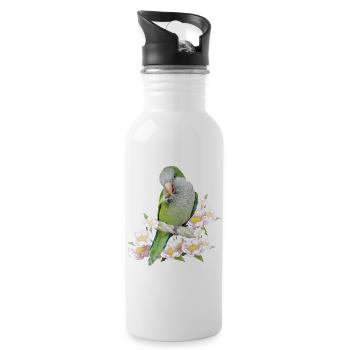 Argentinischer Sittich - Trinkflasche mit integriertem Trinkhalm - Weiß - Rechts