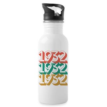 Anniversaire année 1932 / Vintage 1932 / Retro 32 - Gourde avec paille intégrée - blanc - Droite